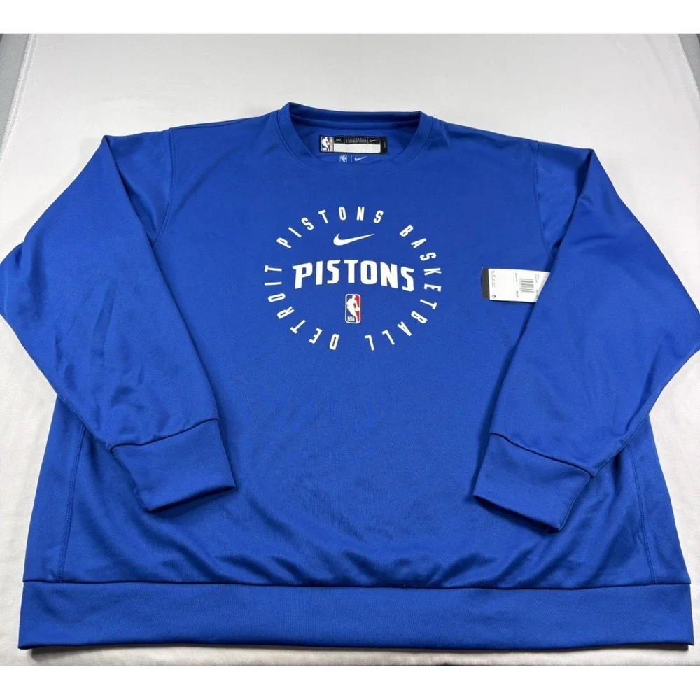Detroit Pistons Nike Sweatshirt Mens 3XLT Tall Blue Team Issued Pullover NBA NEW